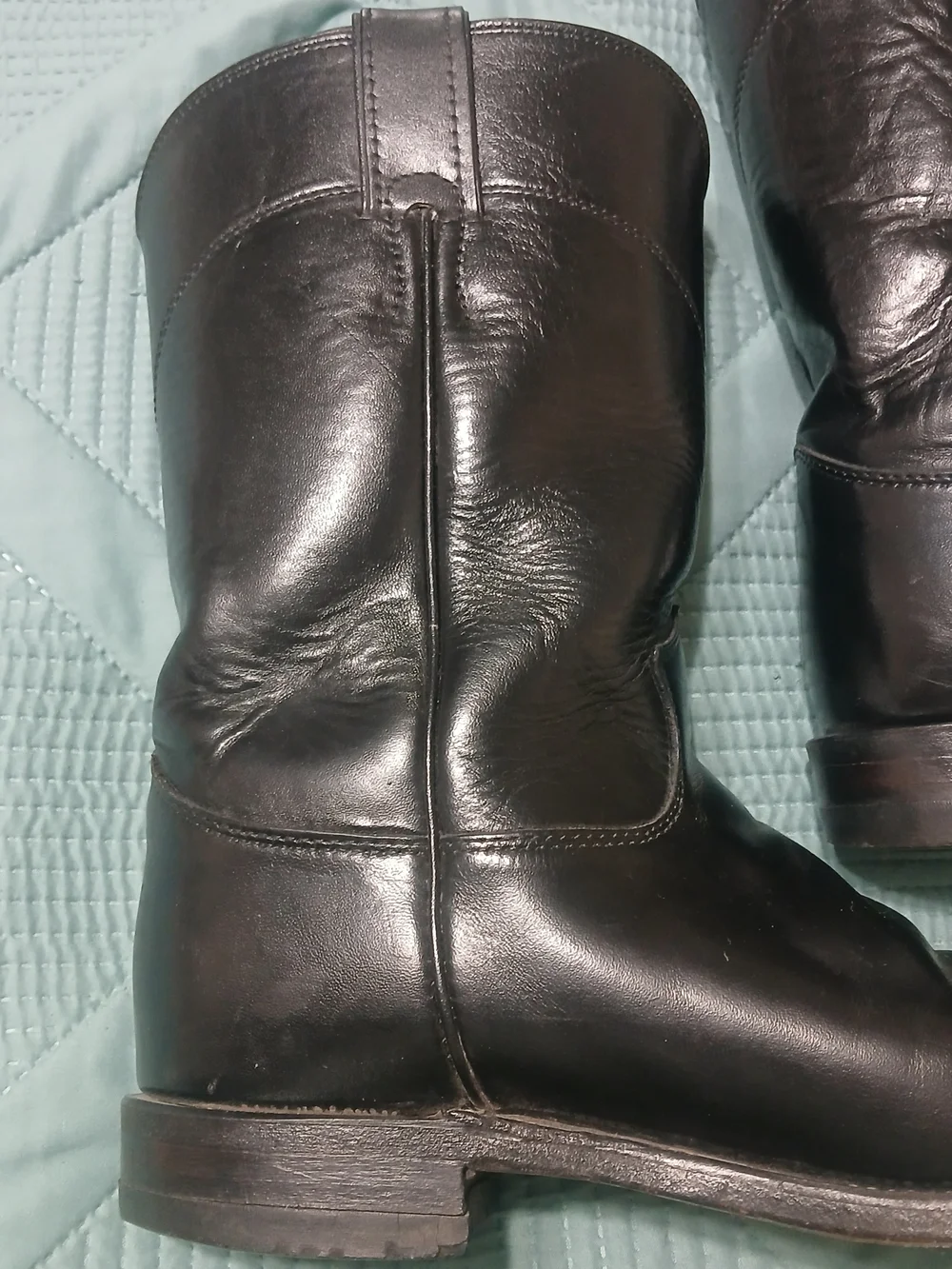 Men's Justins - Black Leather Mid-Calf Boots WESTERN Style 3133 Size 9 D